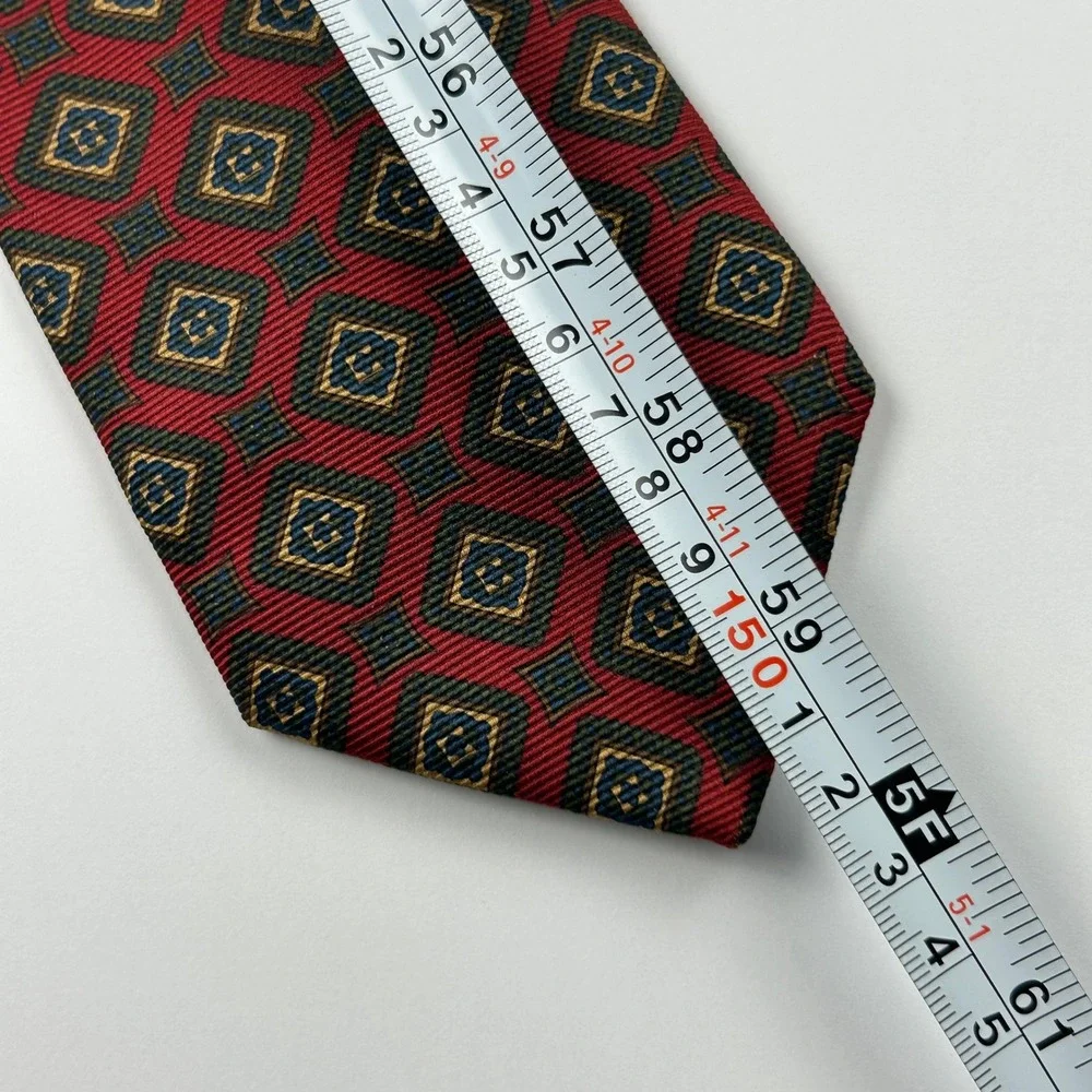 Vintage Brooks Brothers Makers and Merchants Burgundy Geometric Silk‎ Tie USA